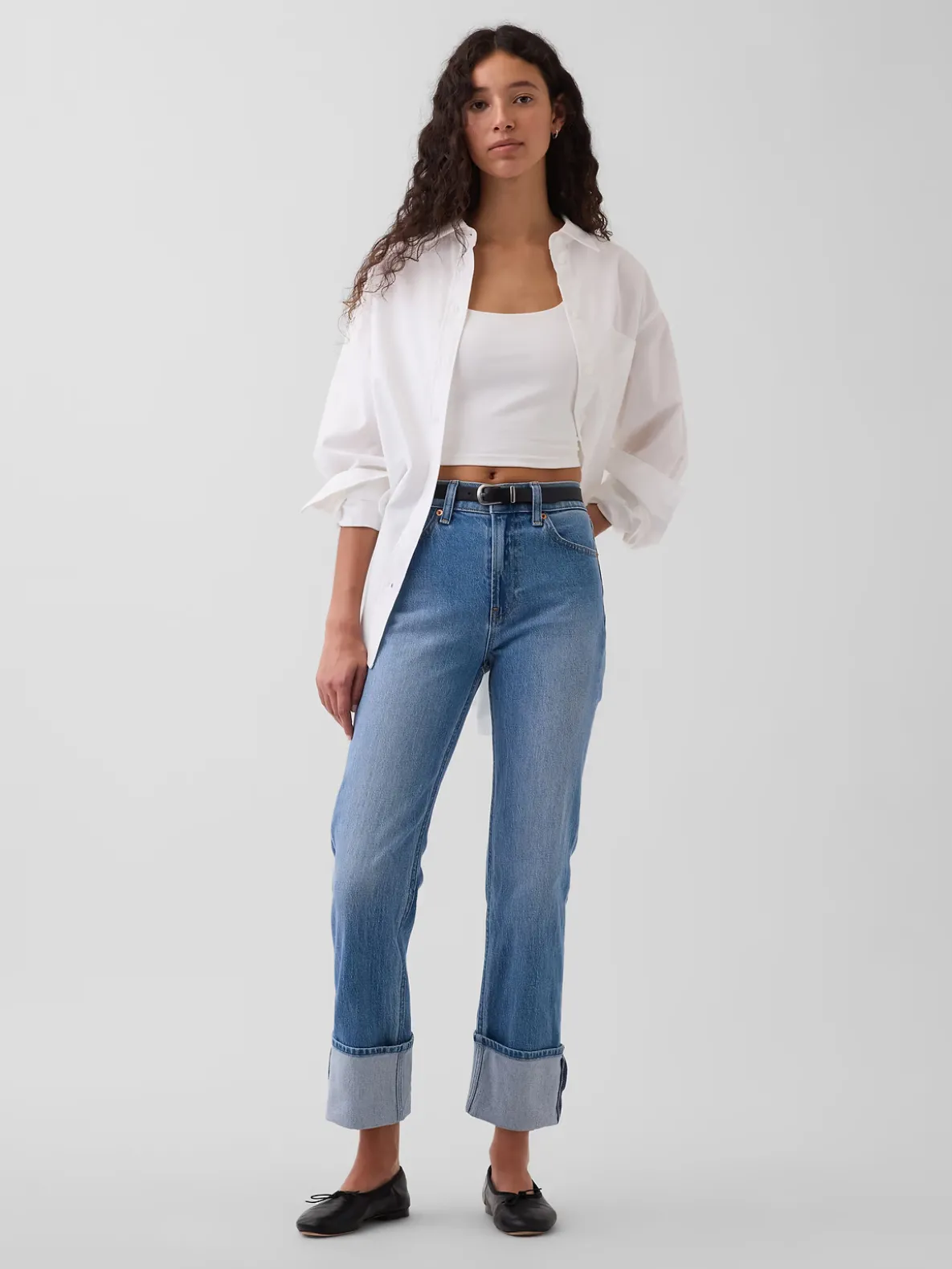 High Rise Cuffed '90s Slim Straight Jeans