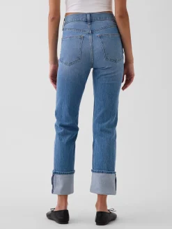 High Rise Cuffed '90s Slim Straight Jeans