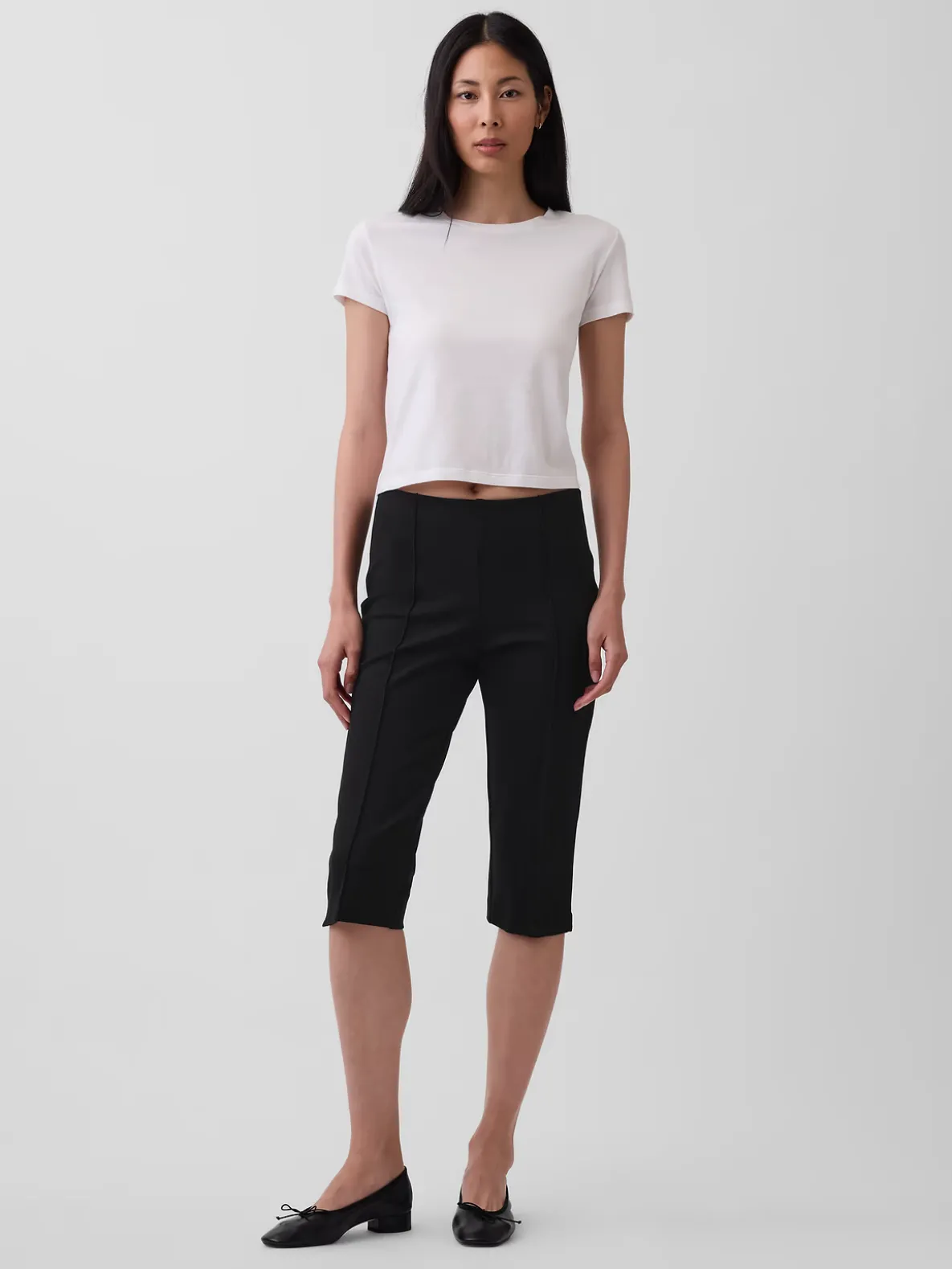 High Rise Double Knit Capris