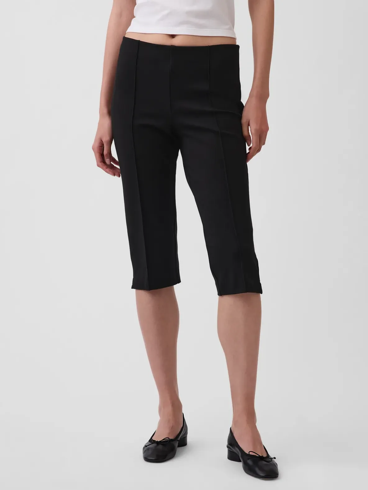 High Rise Double Knit Capris