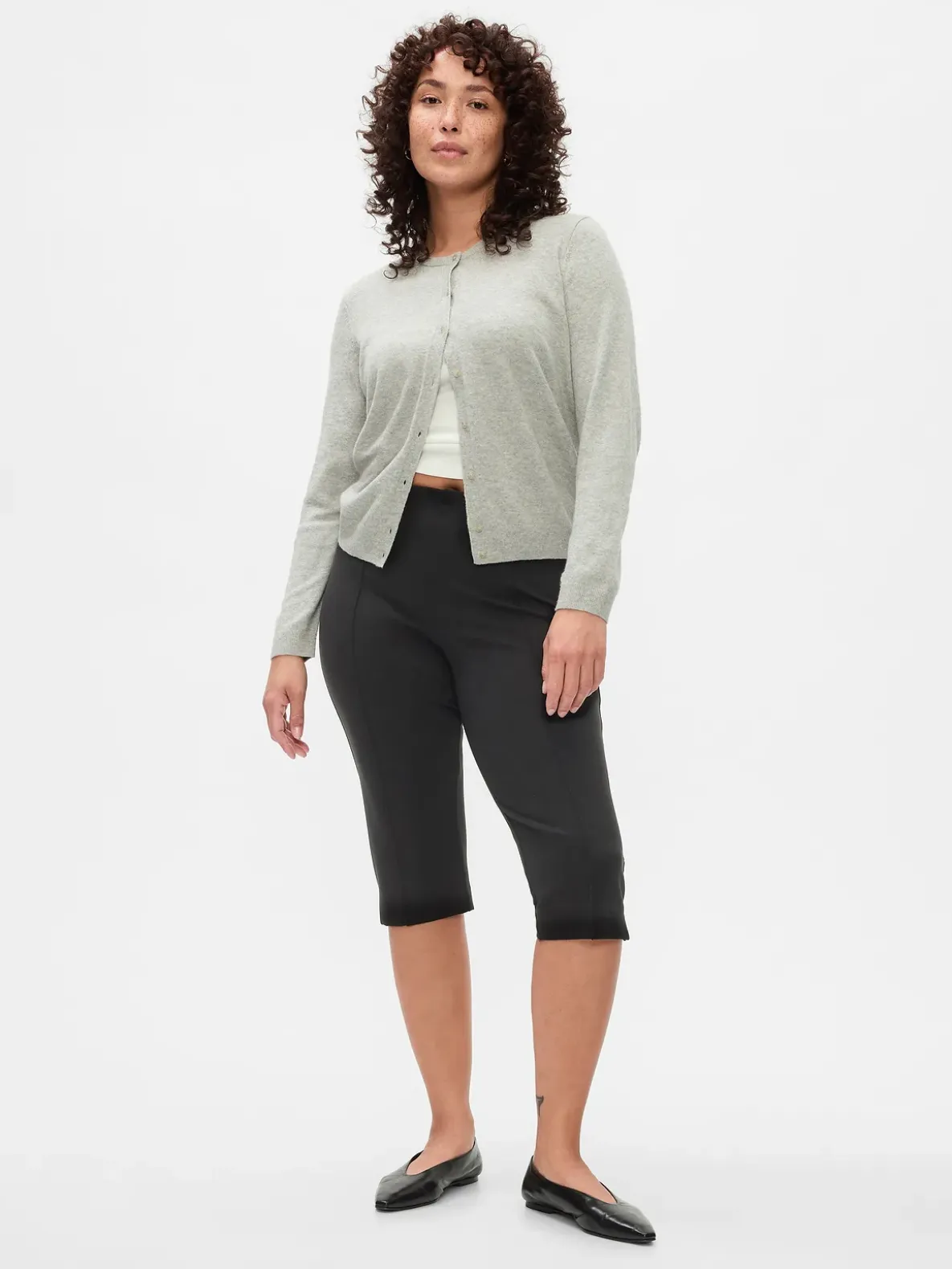 High Rise Double Knit Capris
