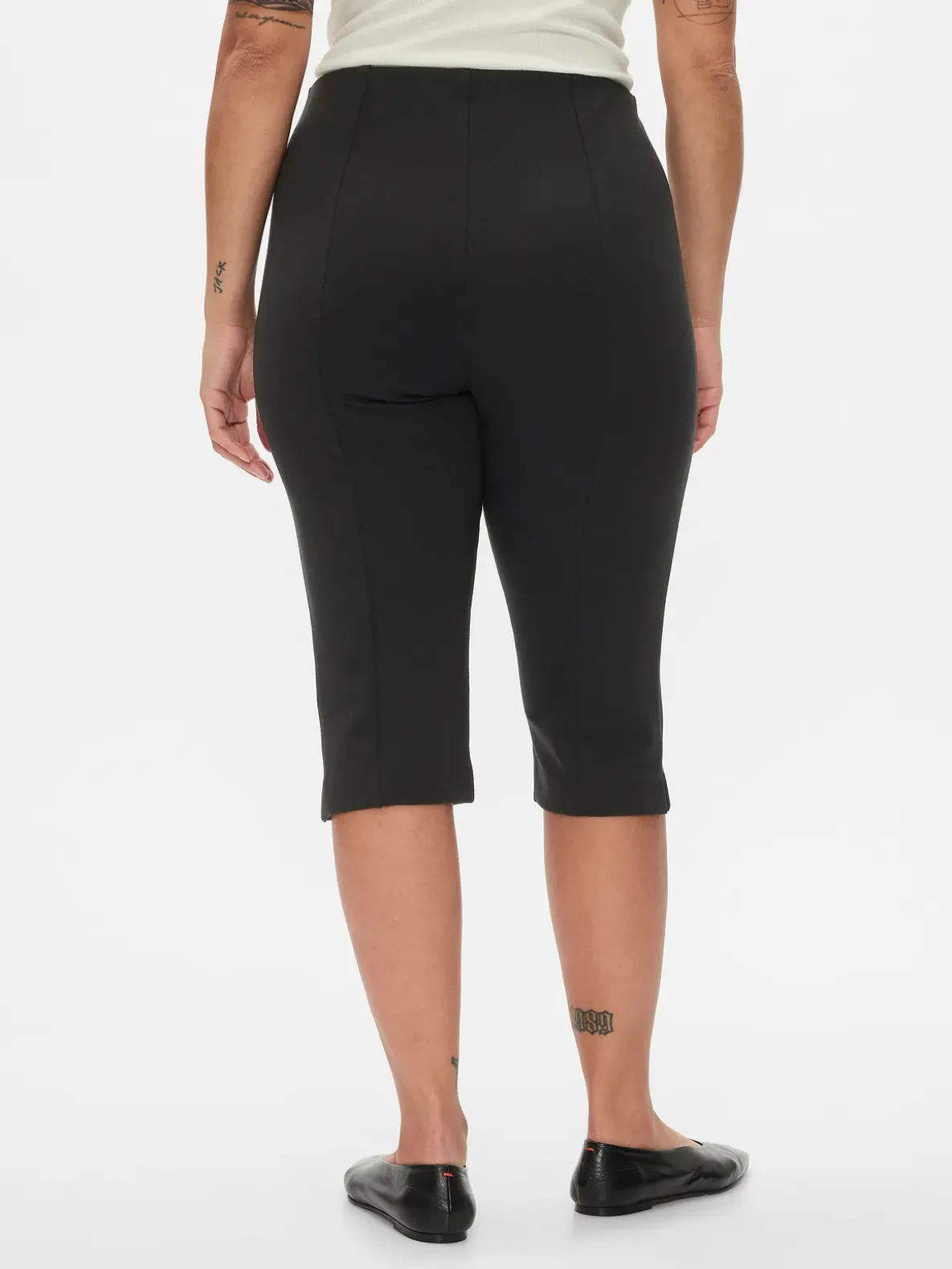 High Rise Double Knit Capris