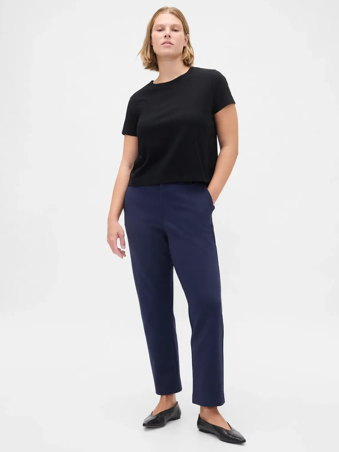 High Rise Double Knit Slim Crop Pants