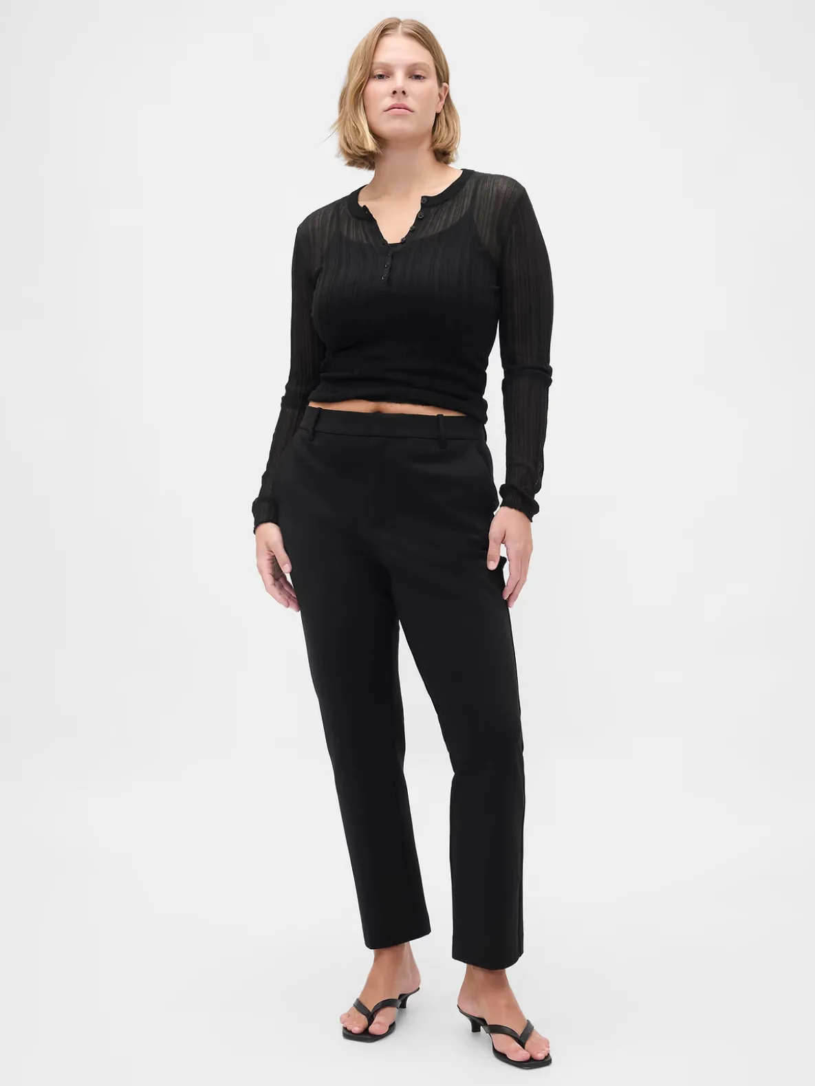 High Rise Double Knit Slim Crop Pants