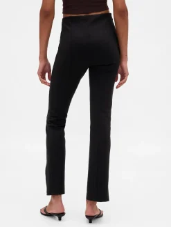 High Rise Double Knit Split-Hem Flare Pants