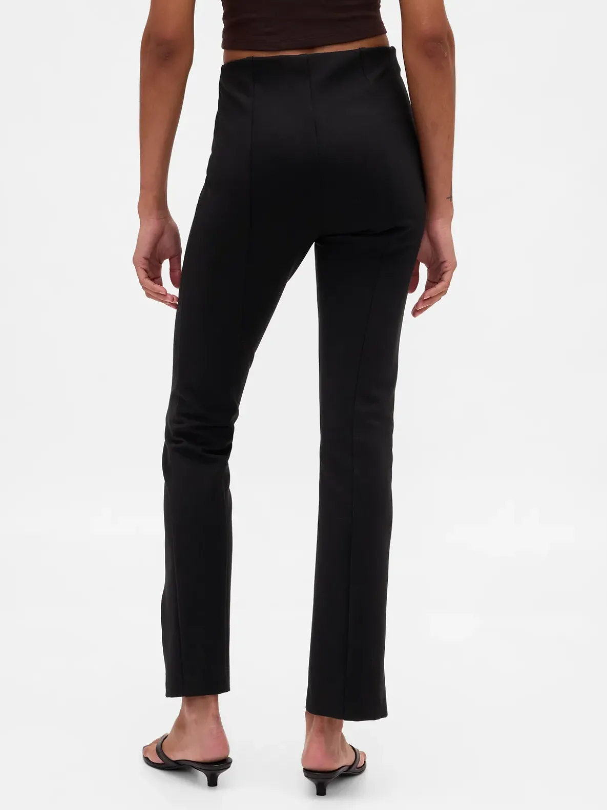 High Rise Double Knit Split-Hem Flare Pants