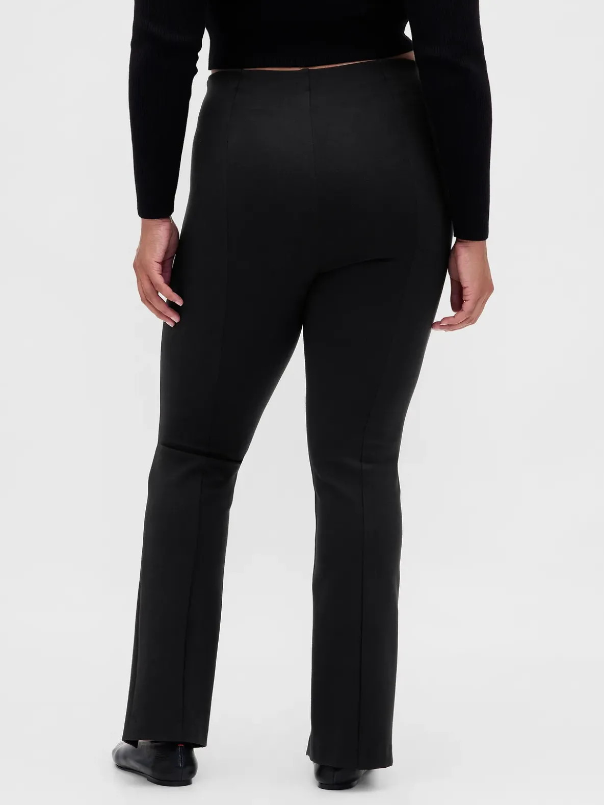 High Rise Double Knit Split-Hem Flare Pants