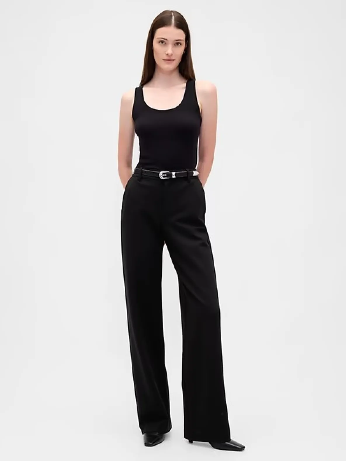 High Rise Double Knit Wide-Leg Pants