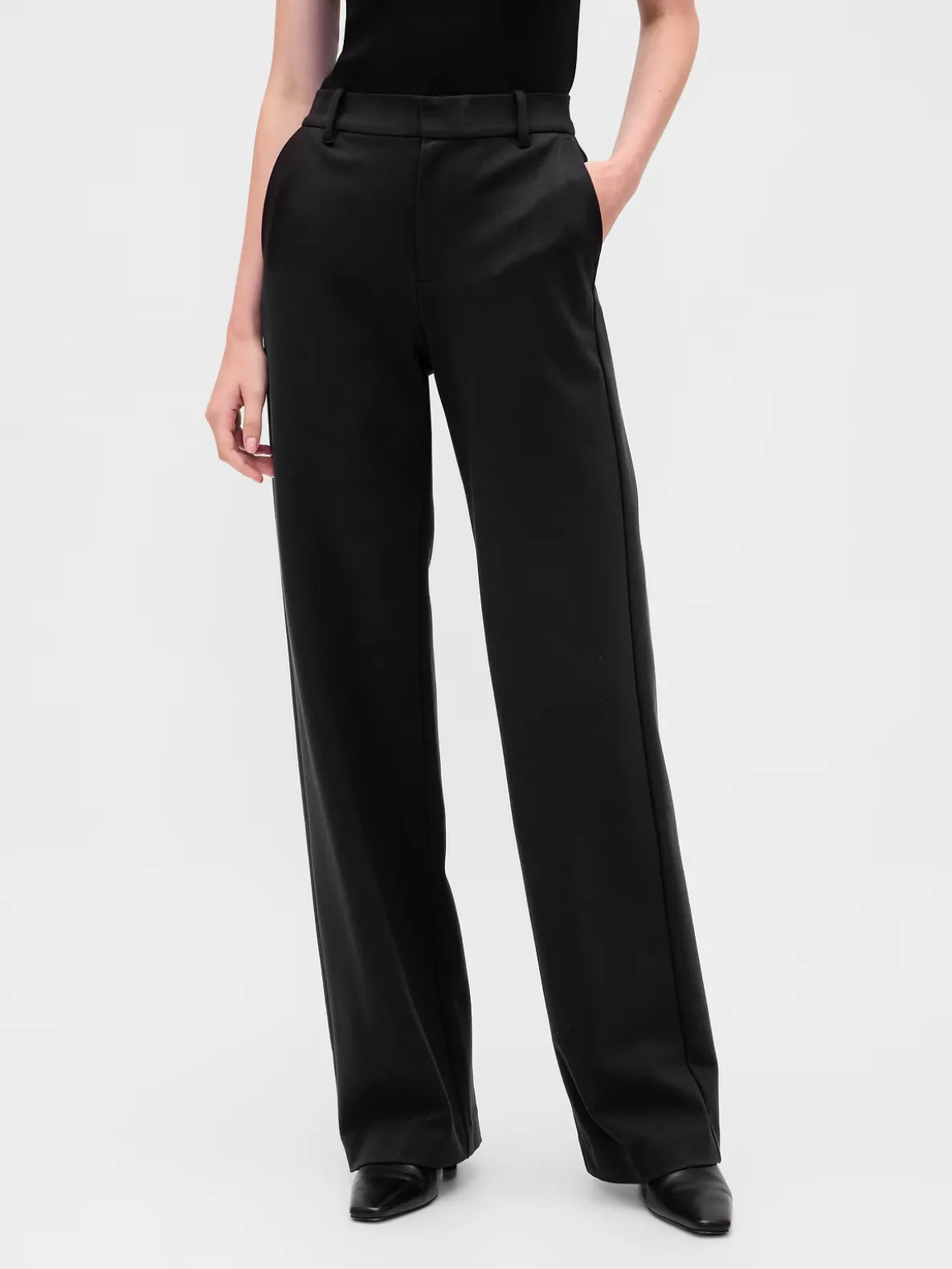 High Rise Double Knit Wide-Leg Pants