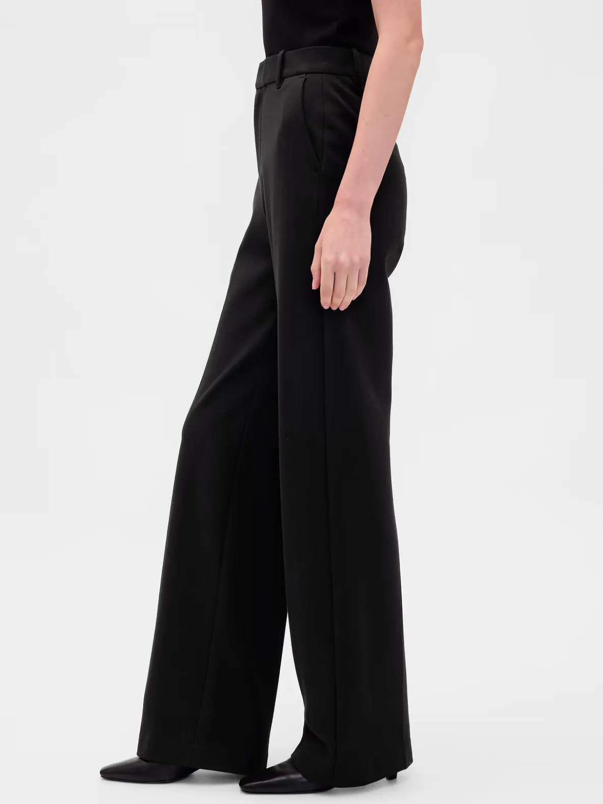 High Rise Double Knit Wide-Leg Pants