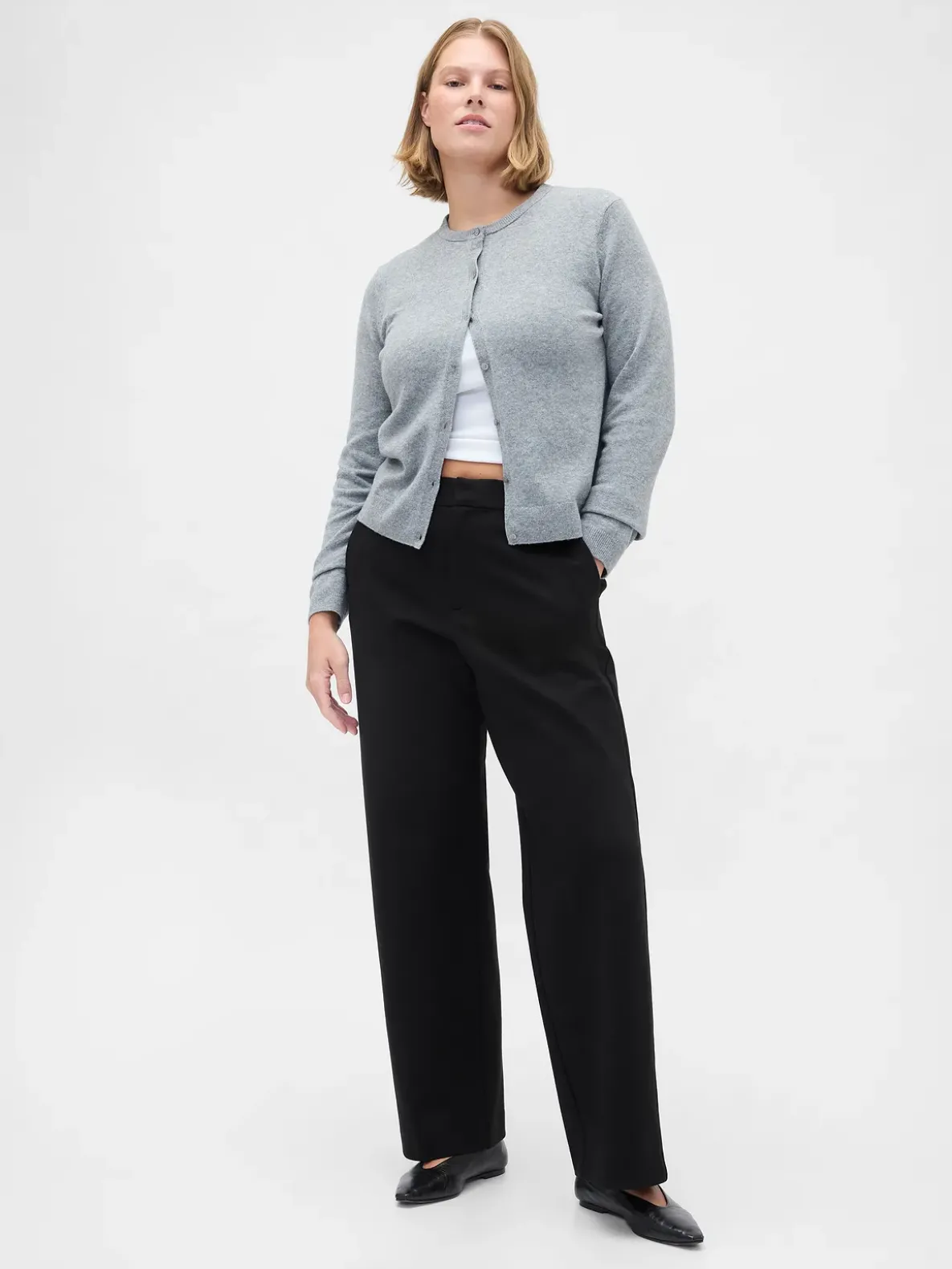 High Rise Double Knit Wide-Leg Pants