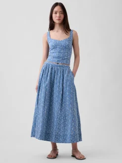 High Rise Eyelet Maxi Skirt