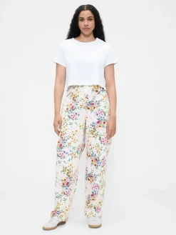 High Rise Floral Barrel Jeans