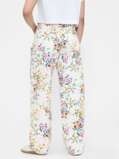 High Rise Floral Barrel Jeans