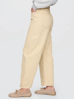 High Rise Khaki Stripe Barrel Jeans