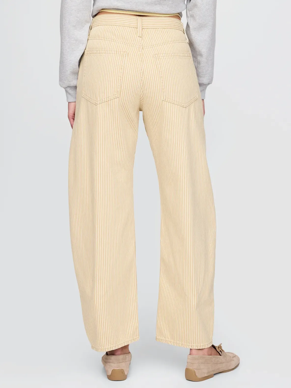 High Rise Khaki Stripe Barrel Jeans