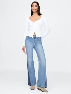 High Rise Patched '70s Flare Jeans