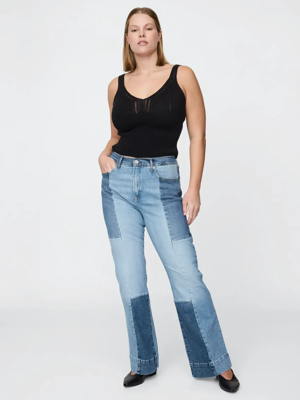 High Rise Patchwork '70s Flare Jeans