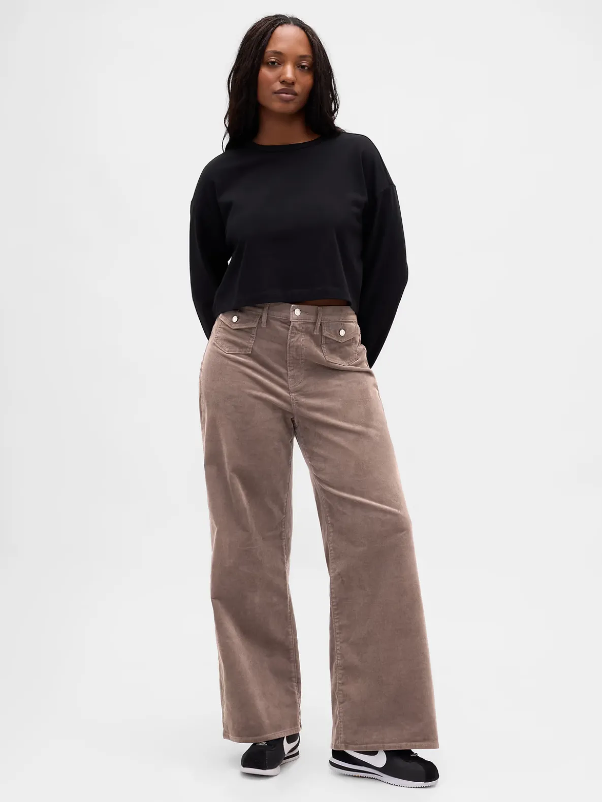 High Rise Stride Corduroy Wide-Leg Pants