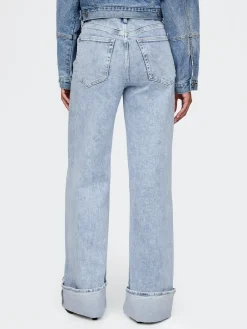 High Rise Stride Cuffed Wide-Leg Jeans