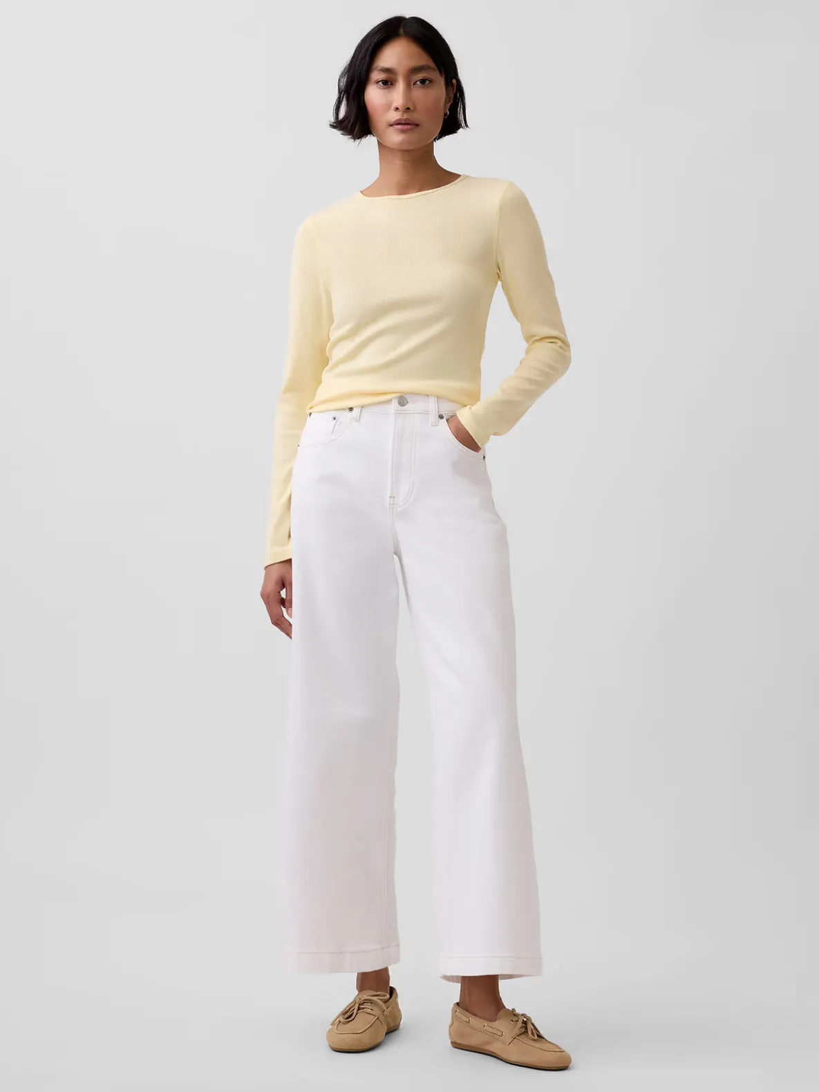 High Rise Stride Wide-Leg Ankle Jeans