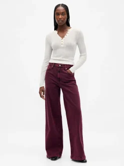 High Rise Stride Wide-Leg Jeans