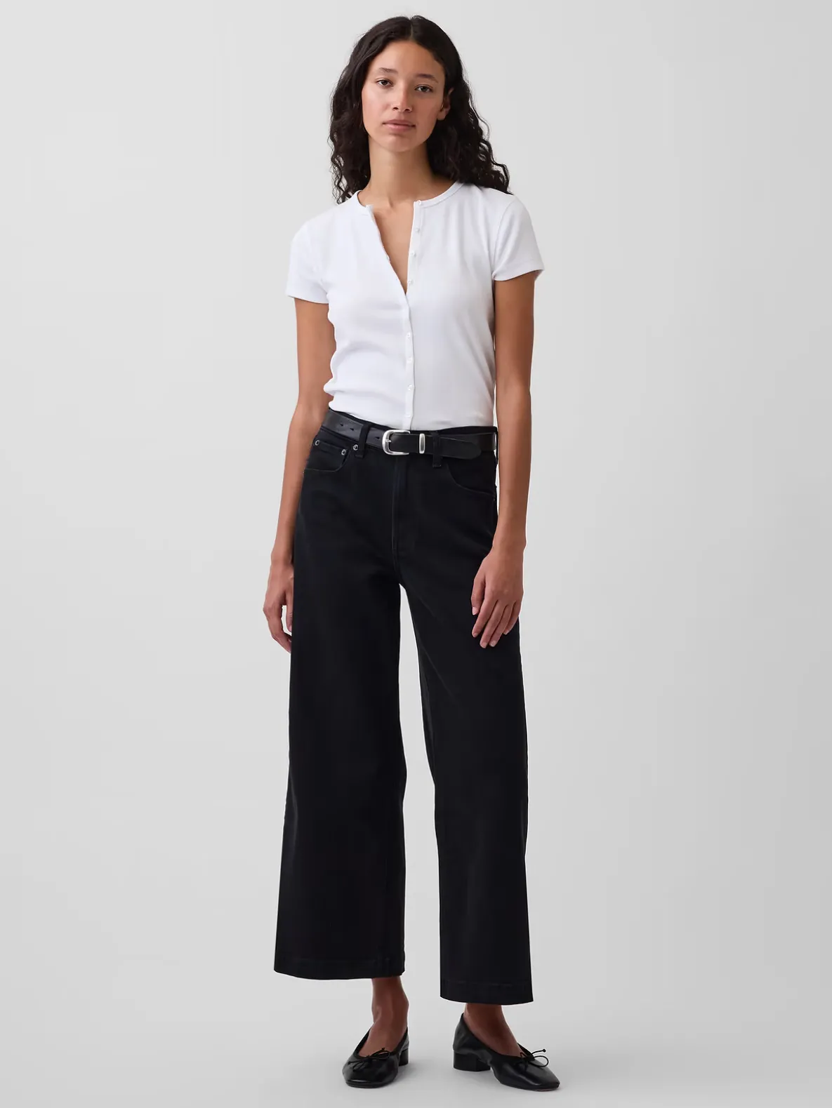 High Rise Stride Wide-Leg Ankle Jeans