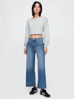 High Rise Stride Wide-Leg Ankle Jeans