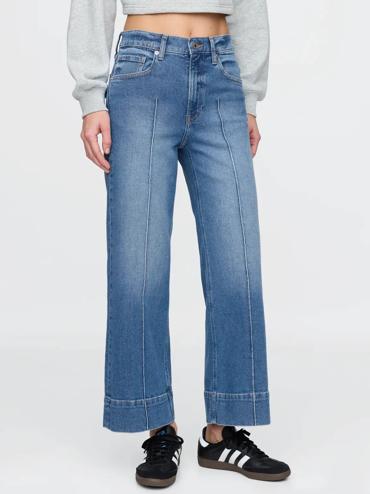High Rise Stride Wide-Leg Ankle Jeans
