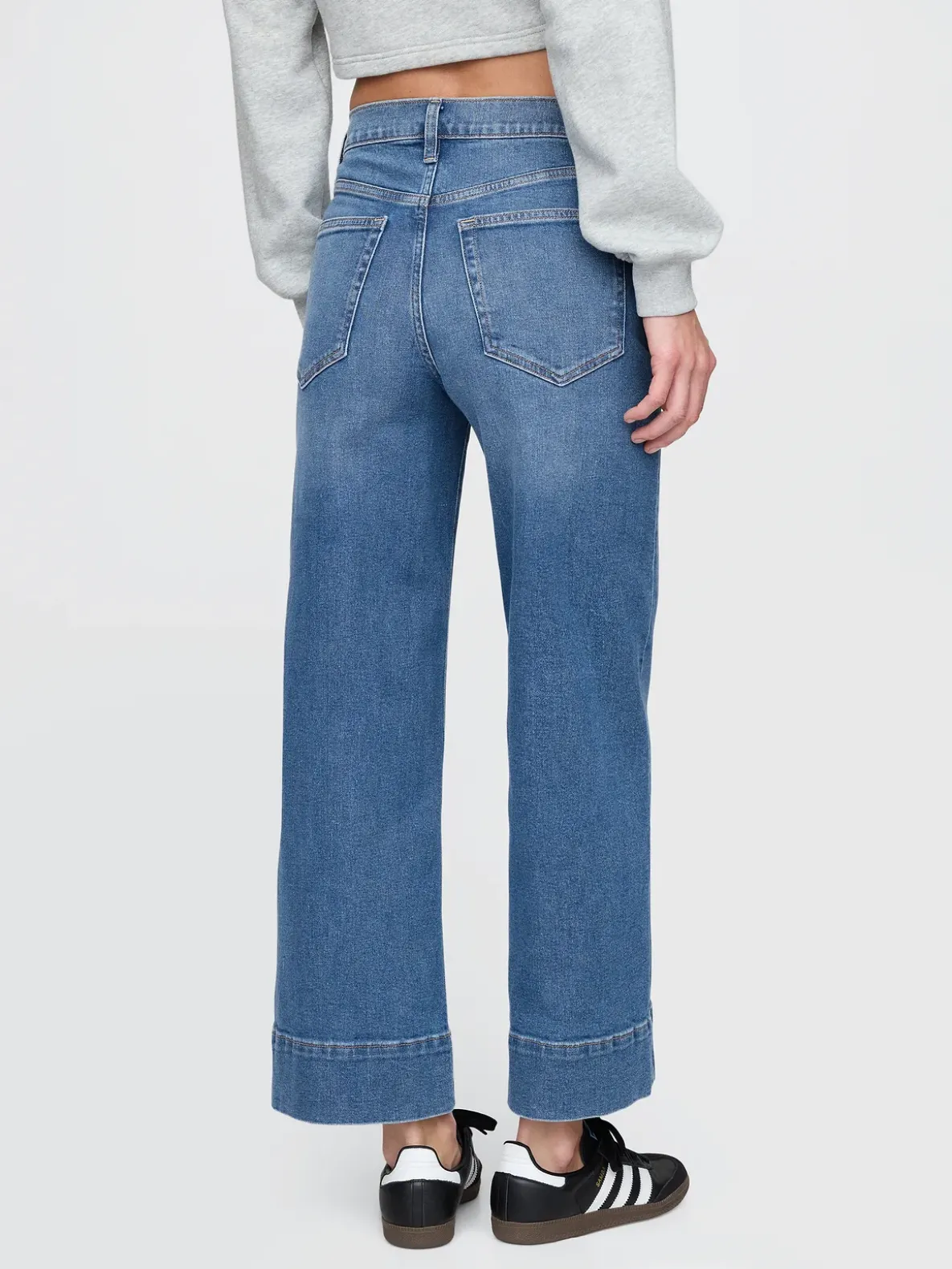 High Rise Stride Wide-Leg Ankle Jeans