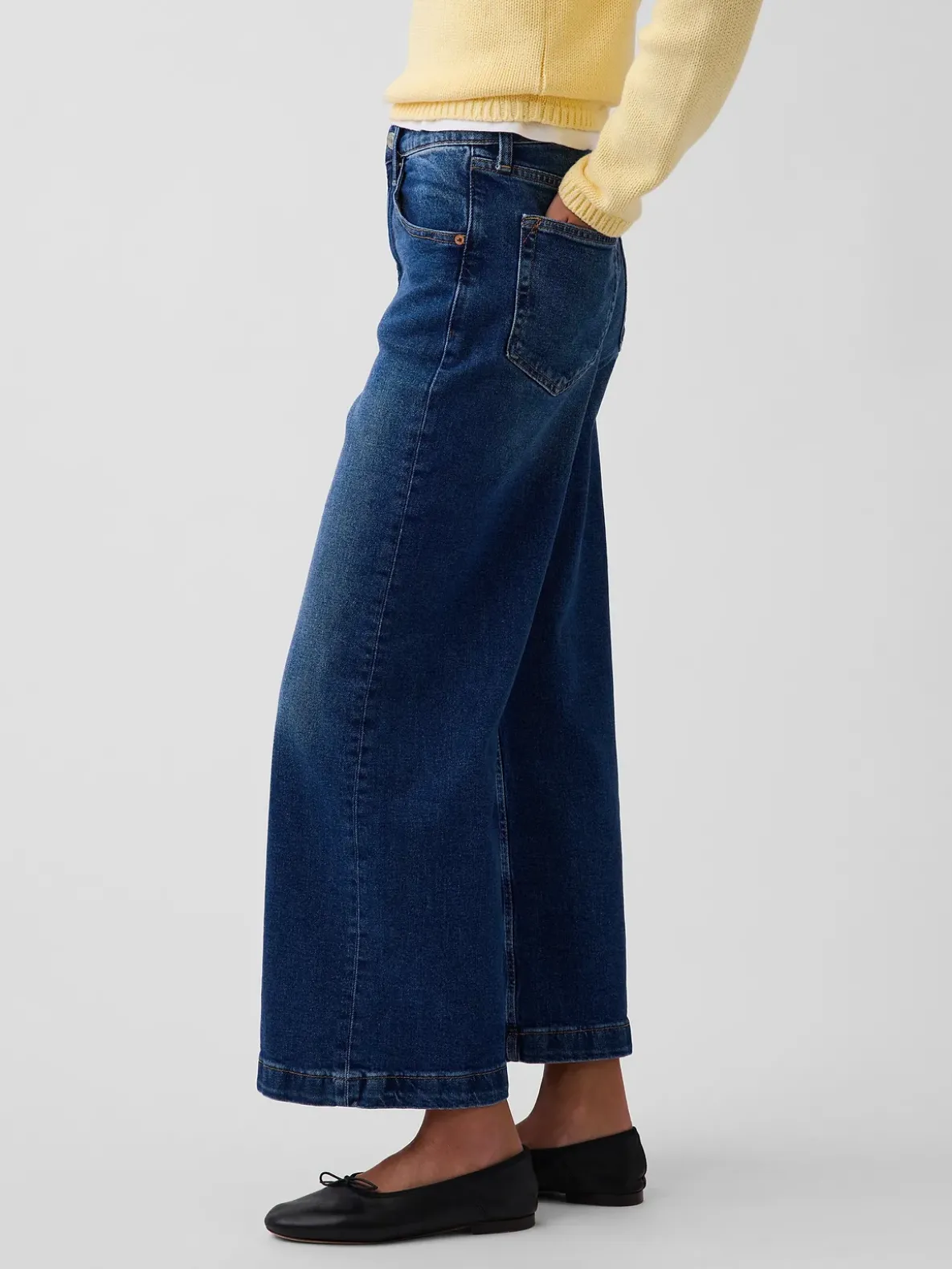 High Rise Stride Wide-Leg Ankle Jeans
