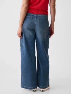 High Rise Stride Wide-Leg Cargo Jeans