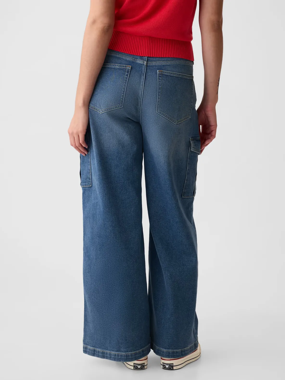 High Rise Stride Wide-Leg Cargo Jeans