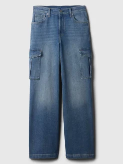 High Rise Stride Wide-Leg Cargo Jeans