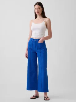 High Rise Stride Wide-Leg Ankle Jeans