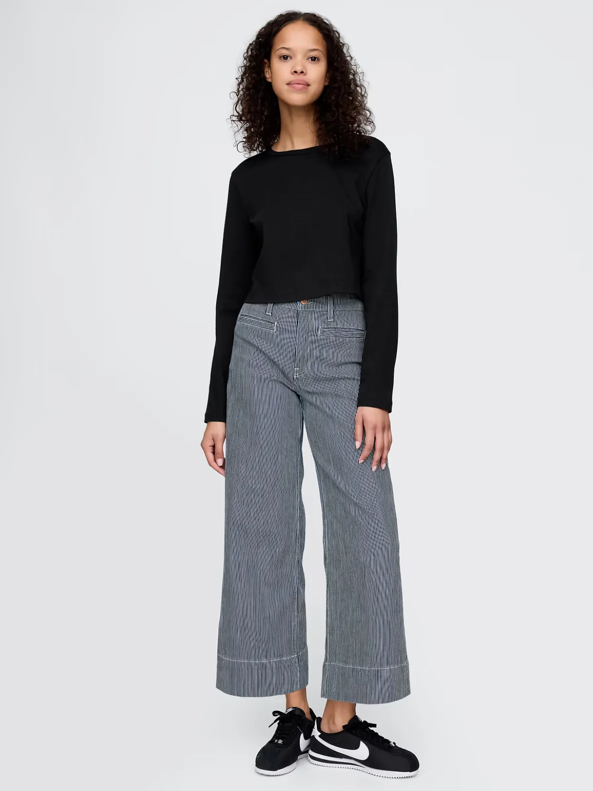 High Rise Stride Wide-Leg Ankle Jeans