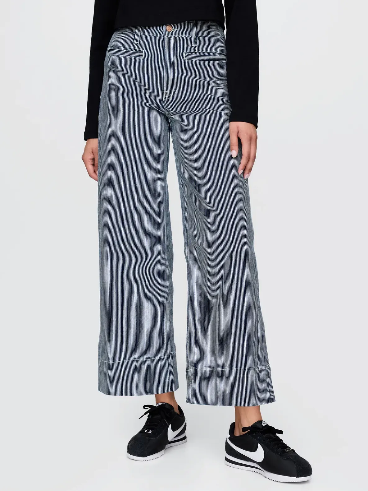 High Rise Stride Wide-Leg Ankle Jeans