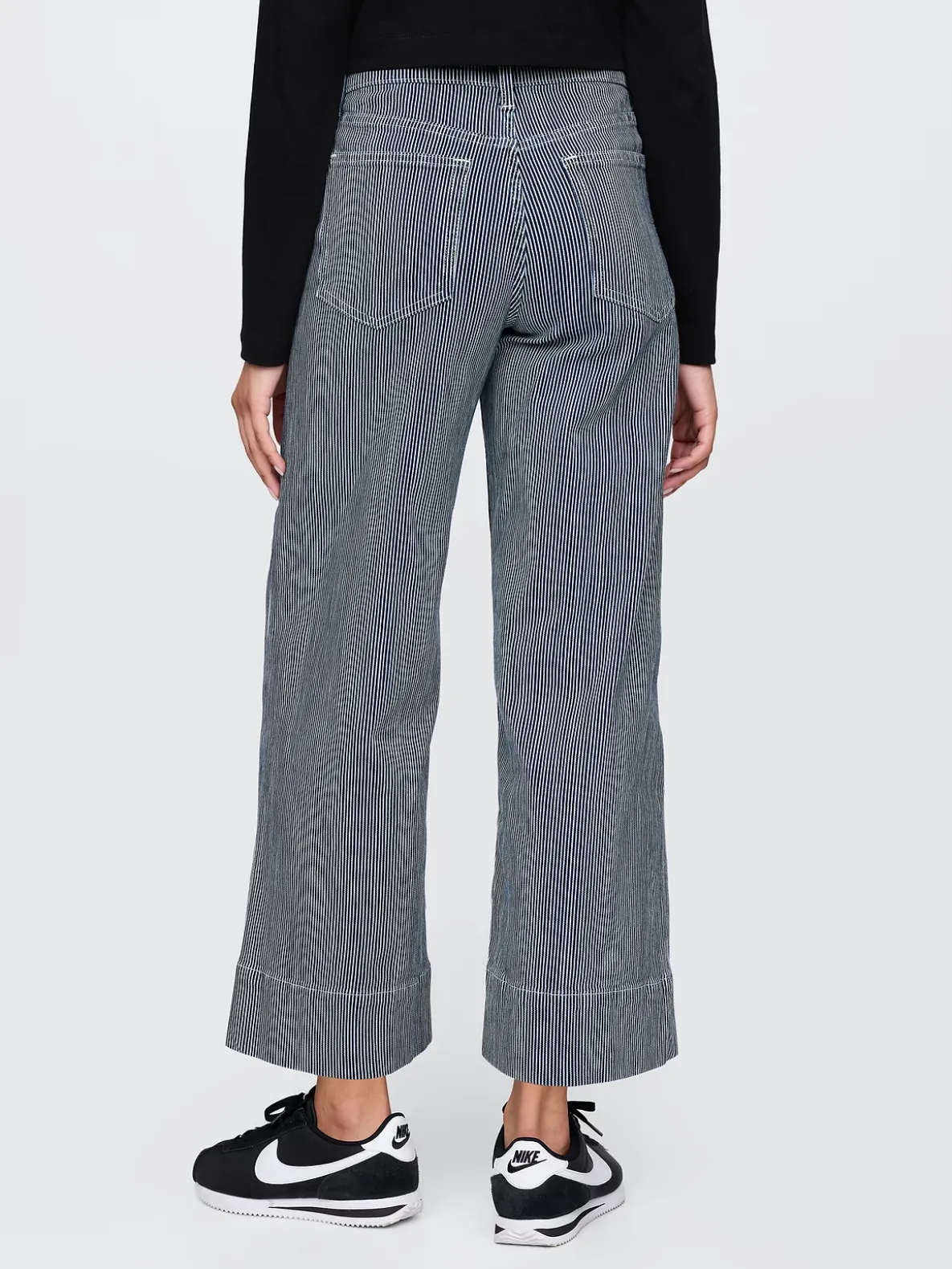 High Rise Stride Wide-Leg Ankle Jeans