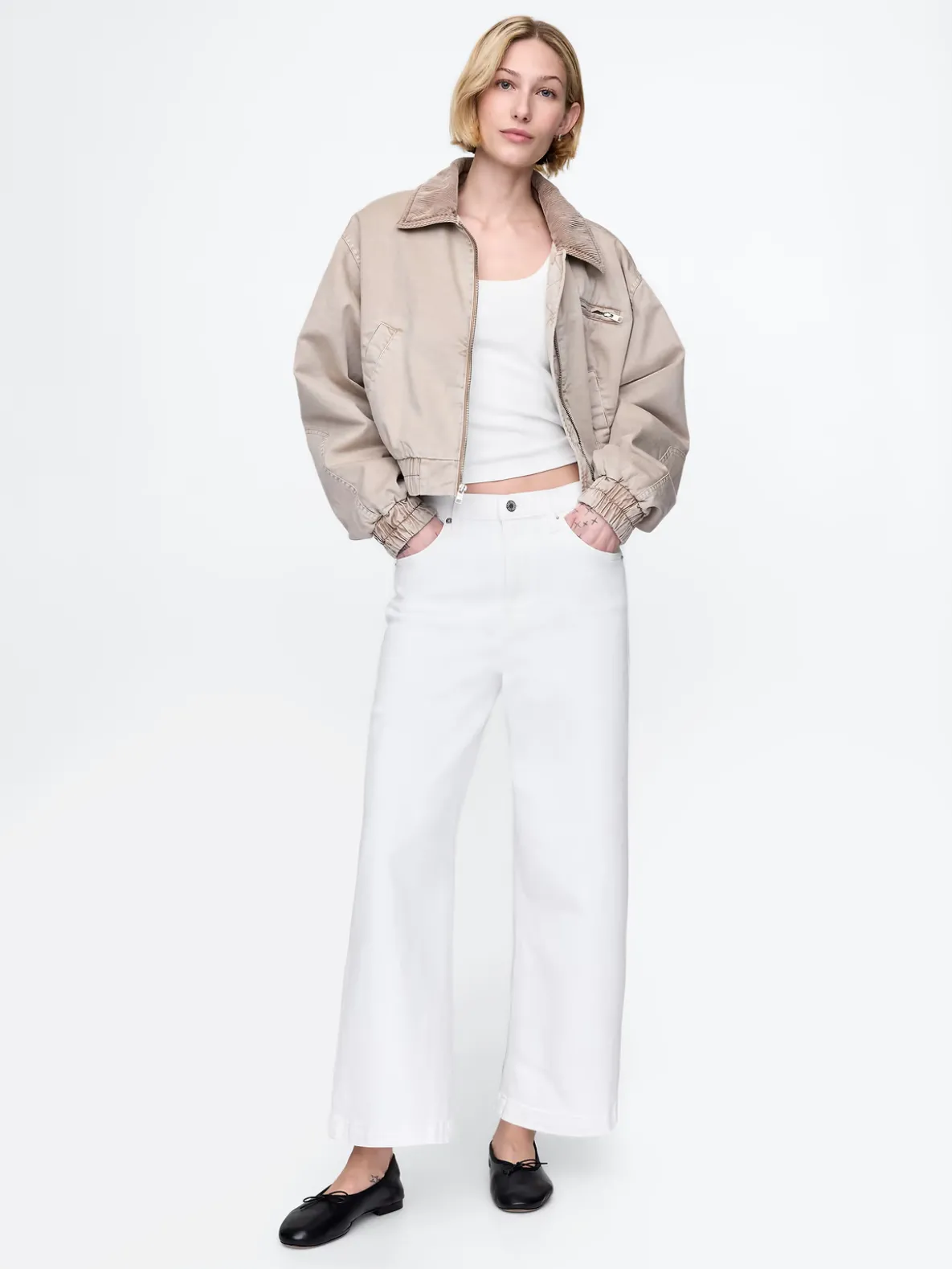 High Rise Stride Wide-Leg Ankle Jeans