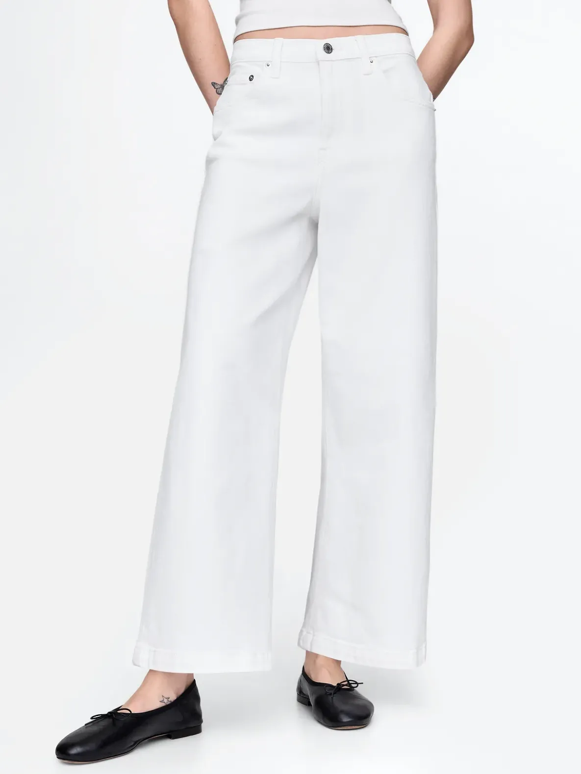 High Rise Stride Wide-Leg Ankle Jeans