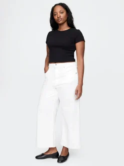 High Rise Stride Wide-Leg Ankle Jeans