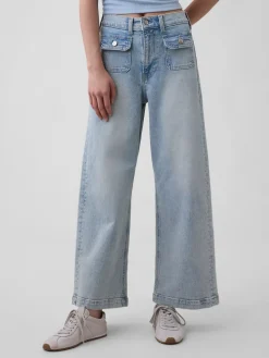 High Rise Stride Wide-Leg Ankle Jeans