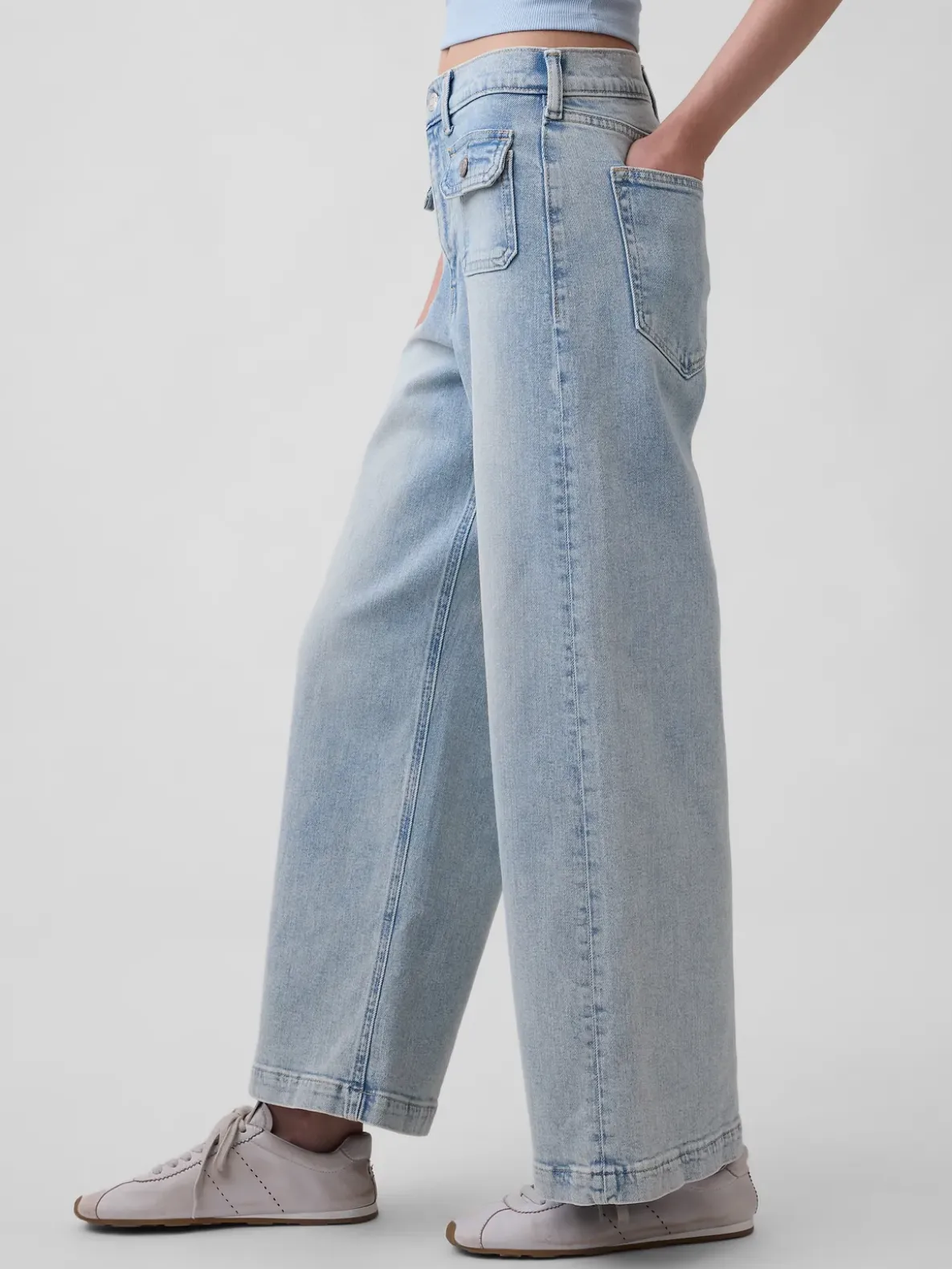 High Rise Stride Wide-Leg Ankle Jeans