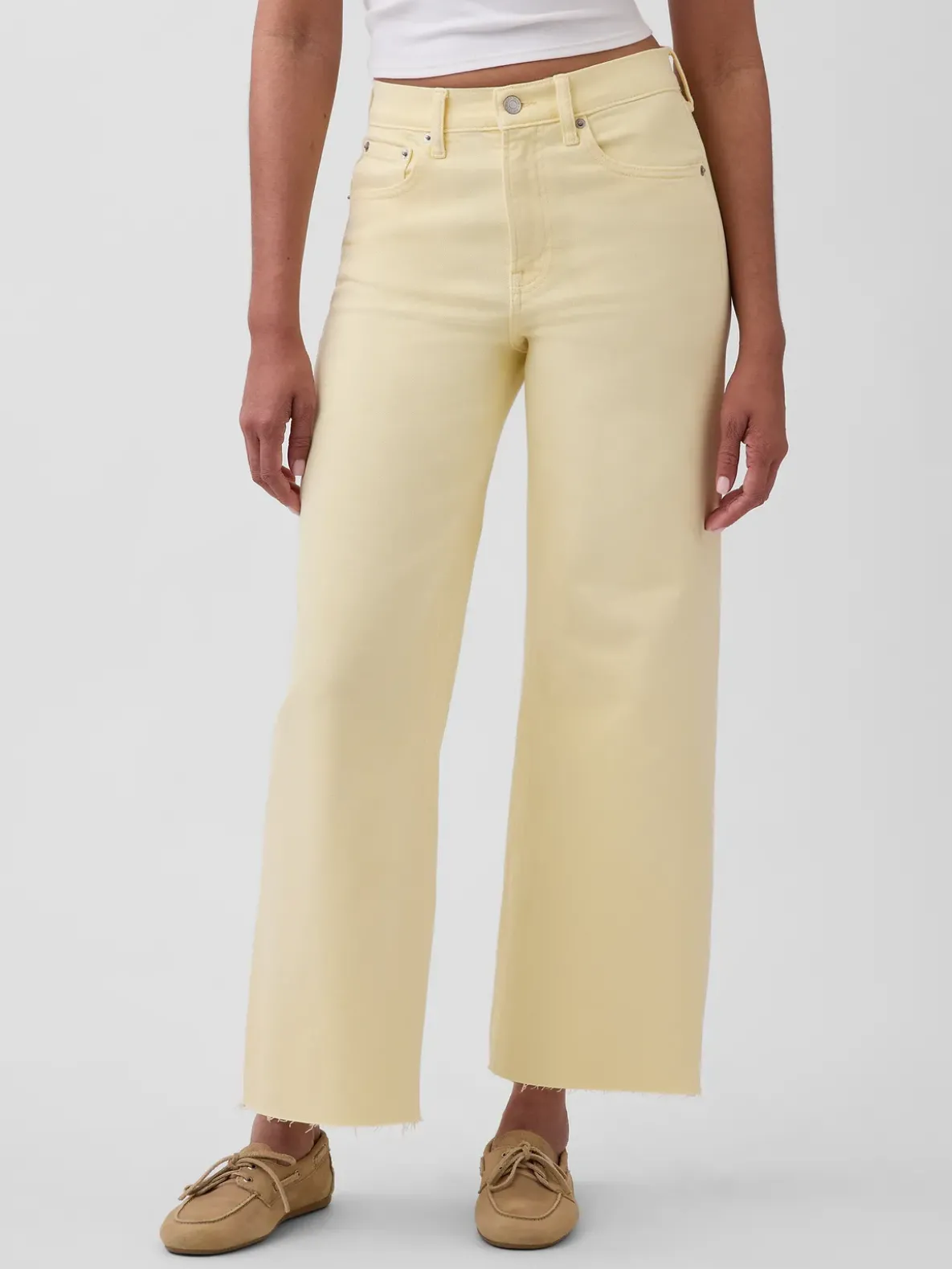 High Rise Stride Wide-Leg Ankle Jeans