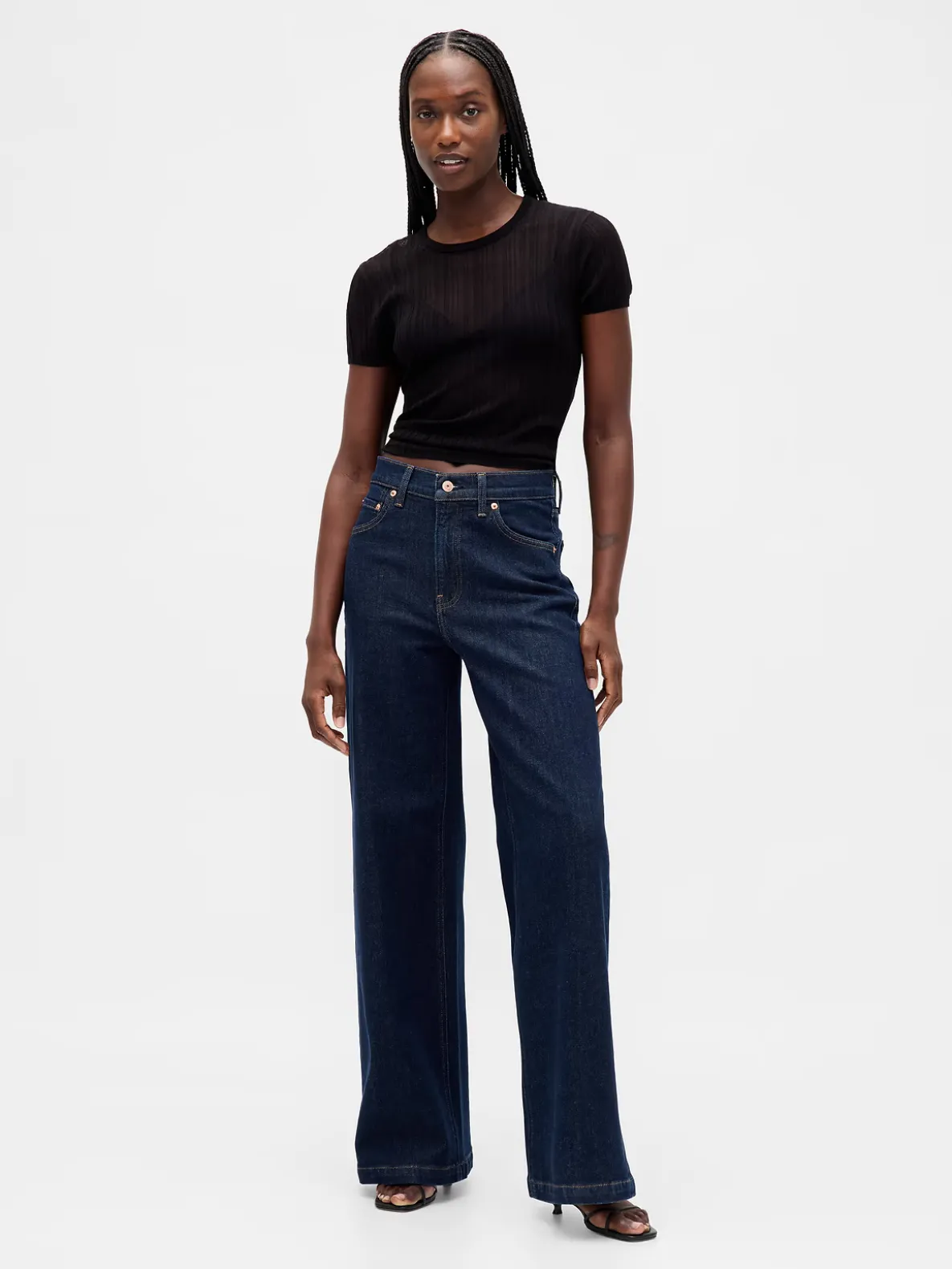 High Rise Stride Wide-Leg Jeans