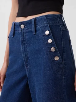 High Rise Stride Wide-Leg Ankle Sailor Jeans