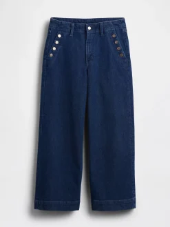 High Rise Stride Wide-Leg Ankle Sailor Jeans