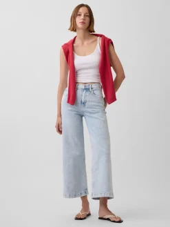 High Rise Stride Wide-Leg Ankle Jeans