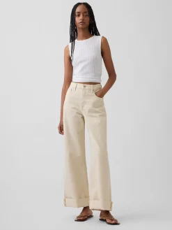 High Rise Stride Wide-Leg Ankle Jeans