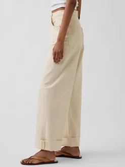 High Rise Stride Wide-Leg Ankle Jeans